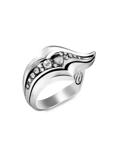 Shop John Hardy Women's Lahar Sterling Silver & Grey & White Diamond Ring