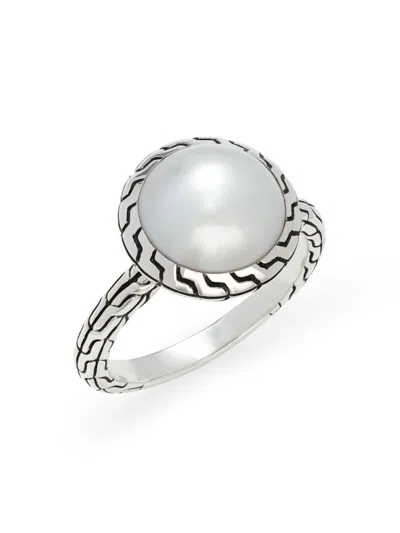 Shop John Hardy Women's Classic Chain Sterling Silver & 11.5-12mm Freshwater Pearl Ring