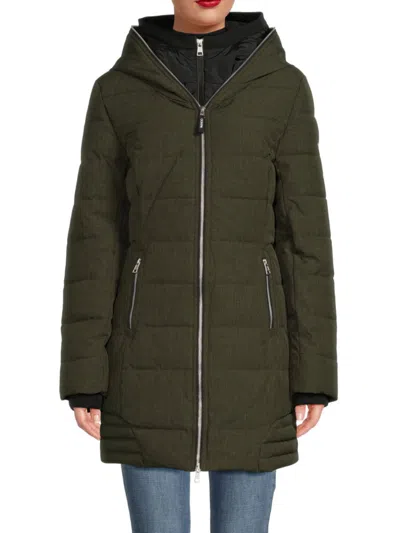 Shop Ookpik Women's Sky Dual Layer Puffer Coat In Larch Green