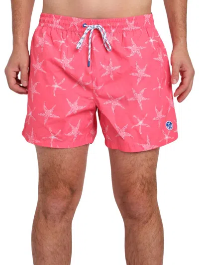 Shop North Sails Men's Starfish Print Drawstring Swim Shorts In Pink