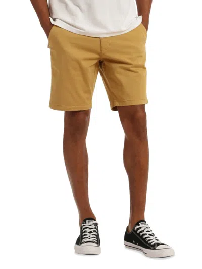 Shop Mavi Men's Solid Flat Front Shorts In Yellow