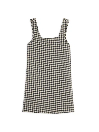 Shop Scotch & Soda Girl's Houndstooth Shift Dress In Teal