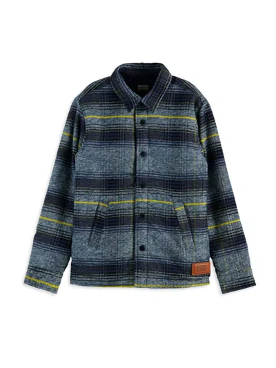 Shop Scotch & Soda Little Boy's & Boy's Reversible Plaid Jacket In Blue