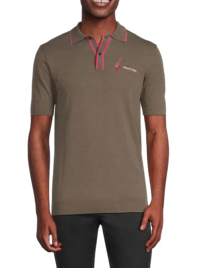 Shop Scotch & Soda Men's Knitted Linen Blend Polo In Dark Taupe
