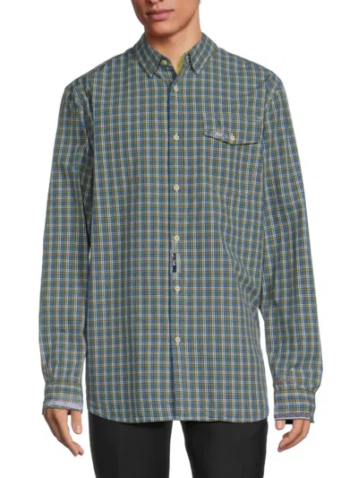 Shop Scotch & Soda Men's Plaid Check Button Down Shirt In Blue Check