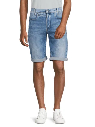 Shop G-star Raw Men's D Staq Washed Denim Shorts In Blue