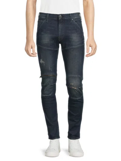 Shop G-star Raw Men's 5620 3d Zip Knee Distressed Skinny Jeans In Antiquefo Blue