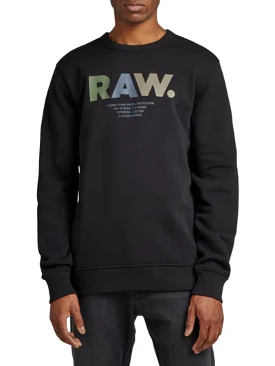 Shop G-star Raw Men's Logo Sweatshirt In Black