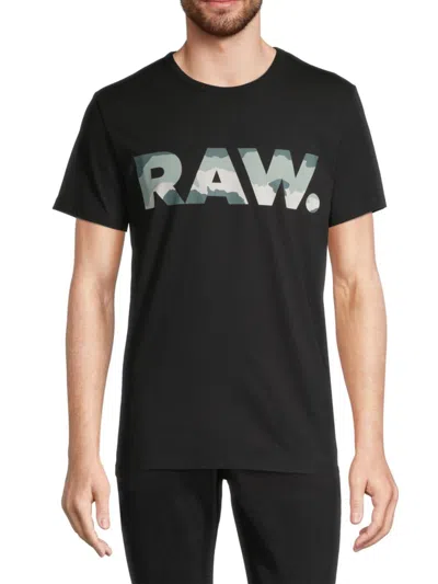 Shop G-star Raw Men's Camouflage Logo Print T Shirt In Black