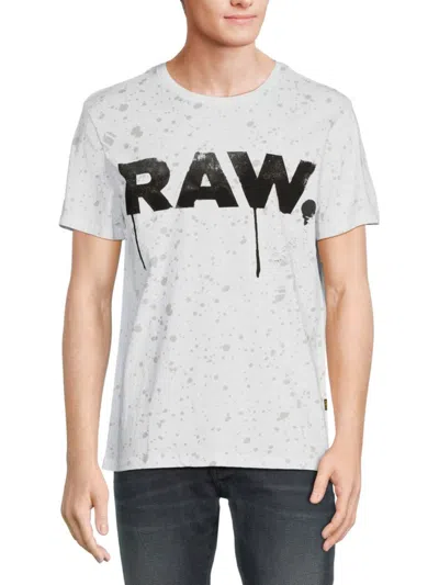 Shop G-star Raw Men's Logo Graphic Tee In White Splash
