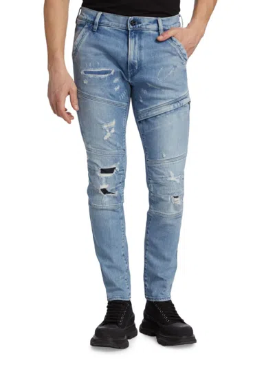 Shop G-star Raw Men's Rackam Distressed Skinny Jeans In Sun Faded Wash