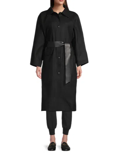 Shop Kassl Women's Wool-blend Trench Coat In Black