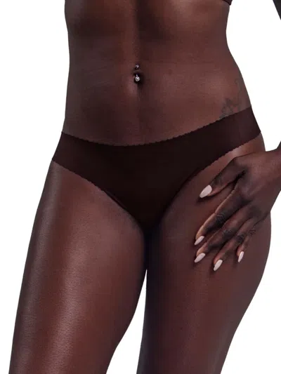 Shop Nude Barre Women's Scalloped Thong In Dark Brown