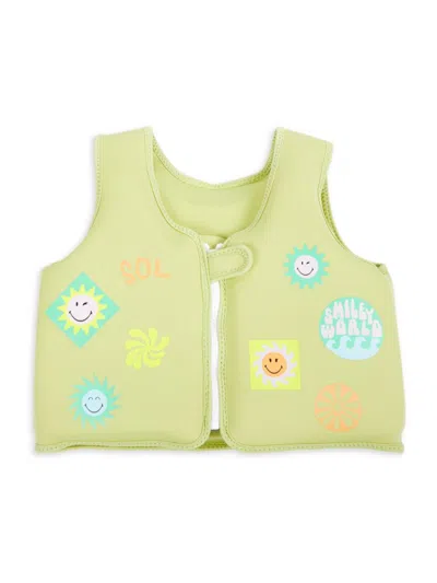 Shop Sunnylife Little Girl's 3-6 Smiley Swim Vest In Yellow