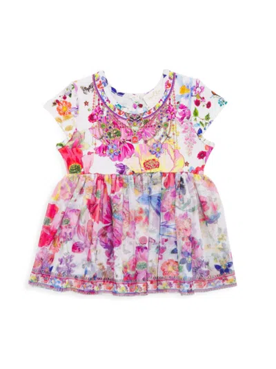 Shop Camilla Baby Girl's Printed Jersey Tulle Dress In Pink