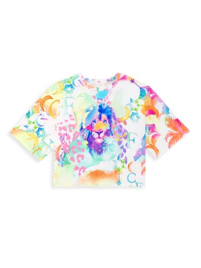 Shop Camilla Girl's  Watercolor Lion Print Oversized T-shirt In Neutral