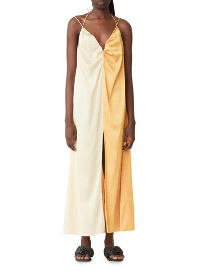 Shop Blanca Women's Pisces Two-tone Satin Midi-dress In Orange Butter