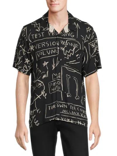 Shop Neuw Denim Men's Graphic Camp Shirt In Black