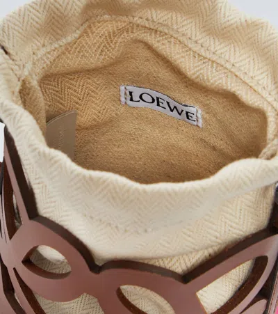 LOEWE ANAGRAM LEATHER-TRIMMED CANVAS BUCKET BAG 