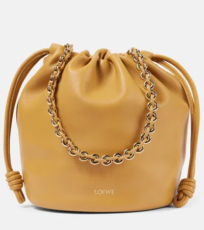 Shop Loewe Flamenco Small Leather Bucket Bag In Brown