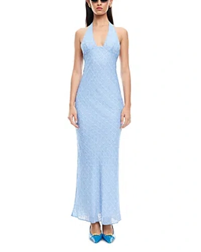 Shop Lioness Carrie Halter Dress In Blue Check