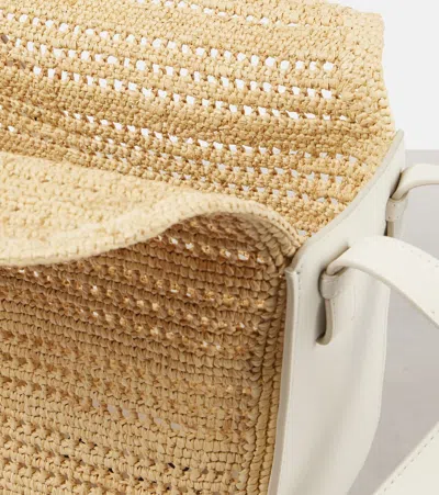 Shop Loewe Hammock Compact Raffia Shoulder Bag In Beige