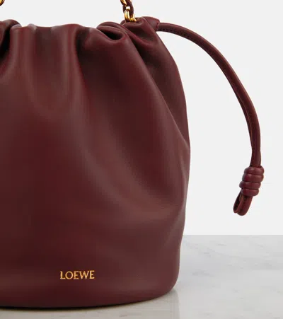 Shop Loewe Paula's Ibiza Flamenco Small Leather Bucket Bag In Red
