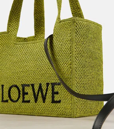 Shop Loewe Paula's Ibiza Font Medium Raffia Tote Bag In Green