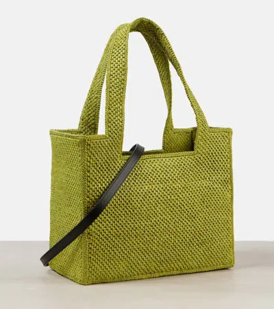 Loewe Paula's Ibiza Font Small Raffia Tote Bag In Green