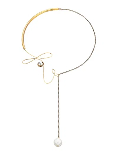 Shop Dries Van Noten Women's Waved Chain Necklace In Brass
