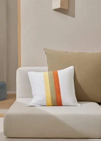 Shop Mango Home 100% Linen Striped Cushion Cover 50x50cm Off White