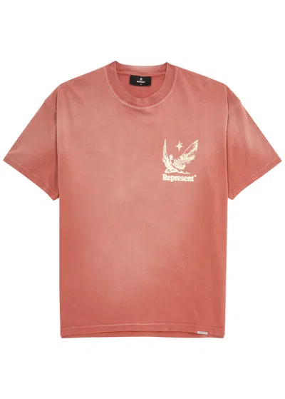 Shop Represent Spirits Of Summer Printed Cotton T-shirt In Pink