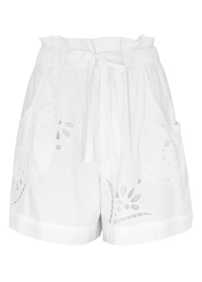 Shop Isabel Marant Hidea Eyelet-embroidered Shorts In White
