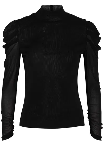 Shop Diane Von Furstenberg Remy Ruched Tulle Top In Black