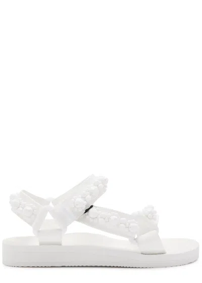 Shop Arizona Love Trekky Pearls Embellished Sandals In White