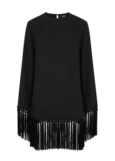 Shop Taller Marmo Claudia Fringed Mini Dress In Black