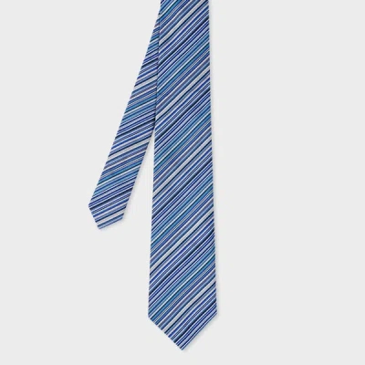 Shop Paul Smith Dark Blue 'signature Stripe' Silk Tie