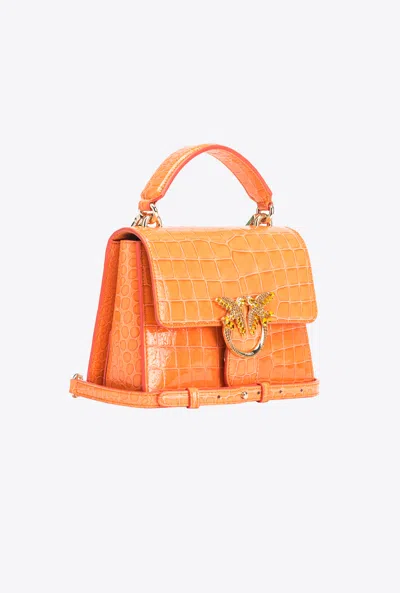 Shop Pinko Mini Love Bag One Top Handle Light Stampa Cocco Lucido  Galleria In Orange-light Gold