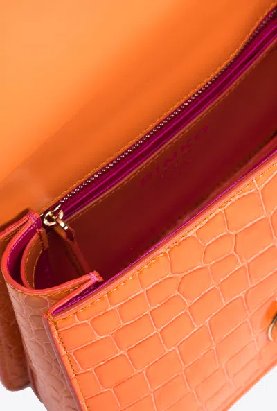 Shop Pinko Mini Love Bag One Top Handle Light Stampa Cocco Lucido  Galleria In Orange-light Gold