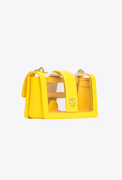 Shop Pinko Mini Love Bag One Light Transparent In  Galleria In Jaune + Transparent-or Clair