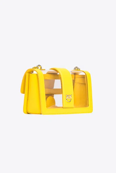 Pinko Mini Love Bag One Light Transparent In  Galleria In Jaune + Transparent-or Clair