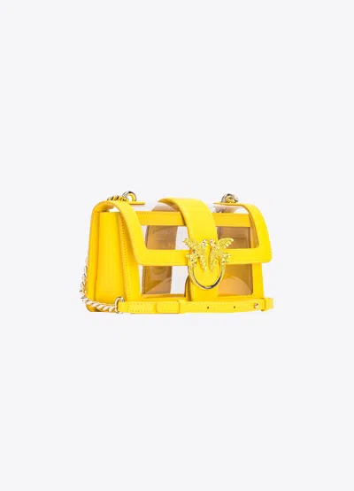 Pinko Mini Love Bag One Light Transparent In  Galleria In Jaune + Transparent-or Clair