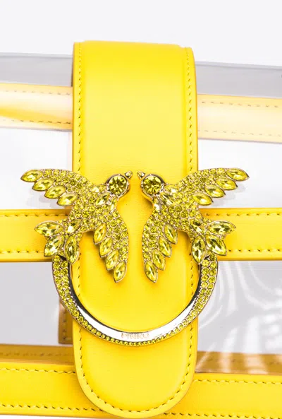 Pinko Mini Love Bag One Light Transparent In  Galleria In Jaune + Transparent-or Clair
