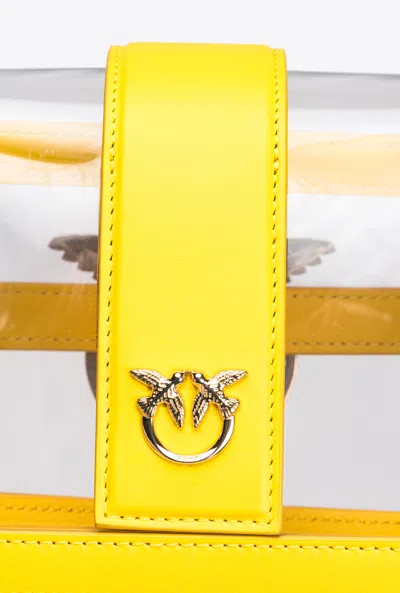 Pinko Mini Love Bag One Light Transparent In  Galleria In Jaune + Transparent-or Clair