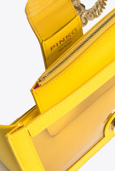 Pinko Mini Love Bag One Light Transparent In  Galleria In Jaune + Transparent-or Clair