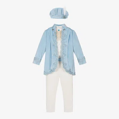 Shop Andreeatex Boys Blue Velvet & Satin Suit