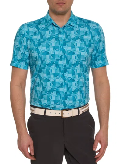 Shop Robert Graham Davos Performance Polo In Teal