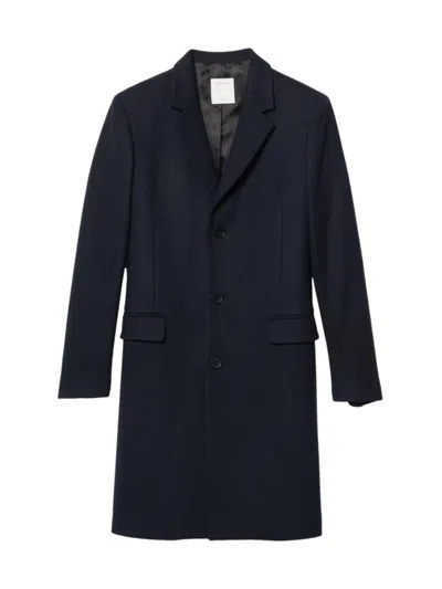 Shop Sandro Men's Wool Top Coat In Navy Blue