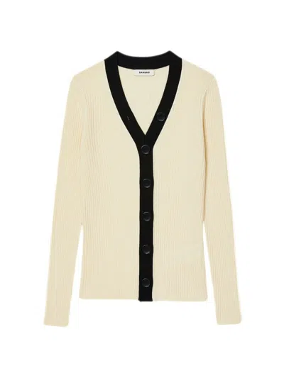 Shop Sandro Women's Ribbed Cardigan In Natural