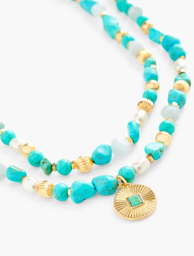 Shop Talbots Turquoise Blue Layered Necklace - Vivid Turquoise/gold - 001  In Vivid Turquoise,gold